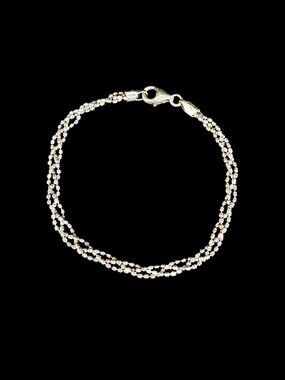 Vintage 90s Italian 925 Sterling Silver Multi-Strand Glitter Bead Bracelet 7"